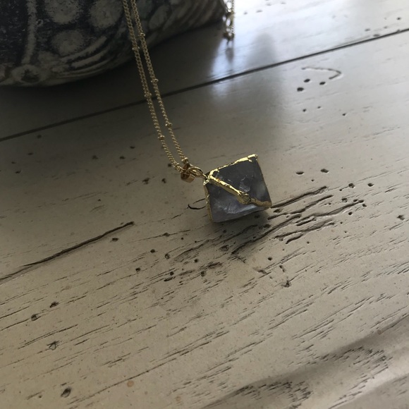 Gold Purple Flourite Crystal Boho Necklace - Picture 8 of 8